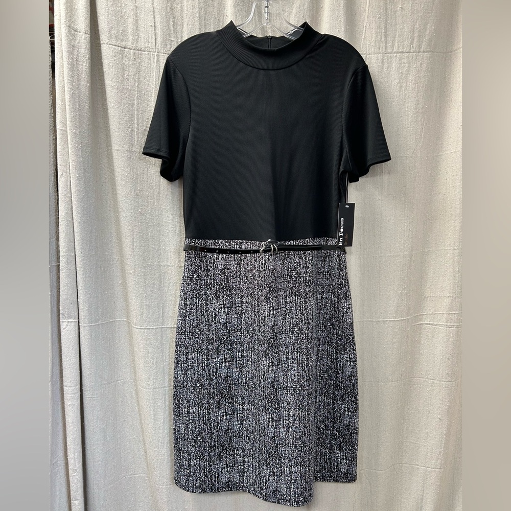 NWT/ En Focus / Black and Gray Women's dress/ Size 14